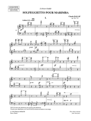 Solfeggietto Opus 36 N° 16 - Claude Ballif - Partition - Marimba